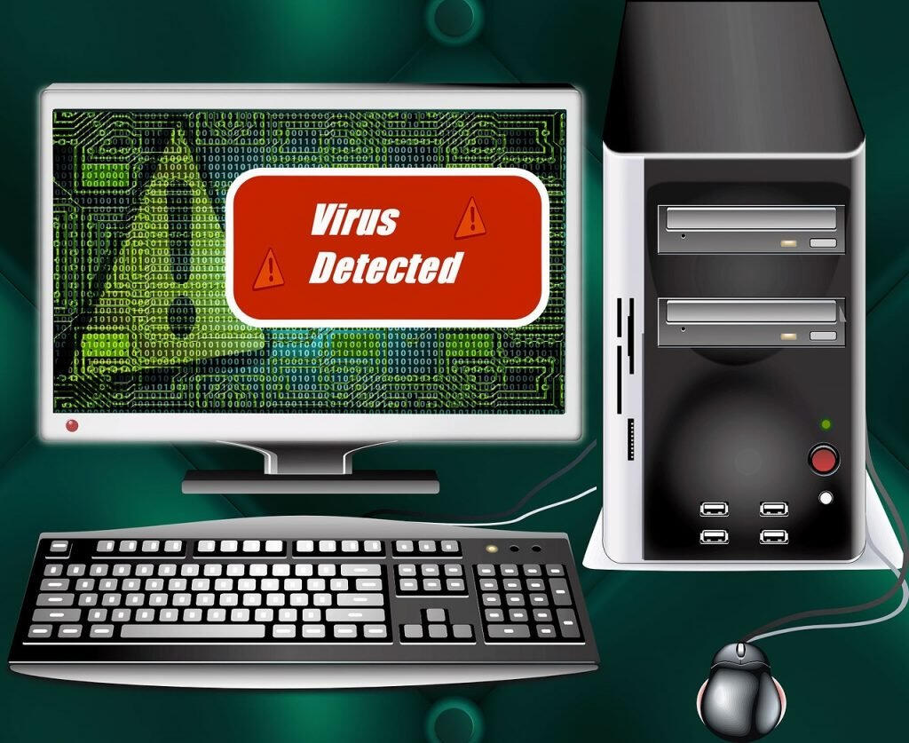 Picture of a computer that is showing that it has a virus
