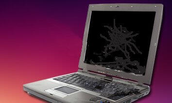 Picture of a computer with broken screen